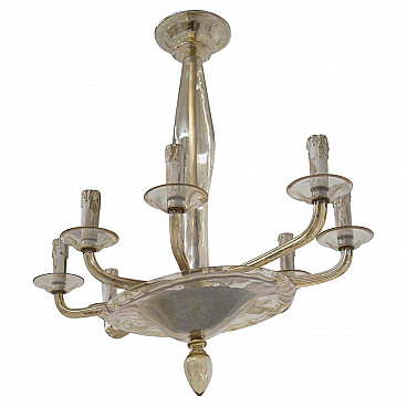 Eight-light Murano glass chandelier for Venini, 1930s