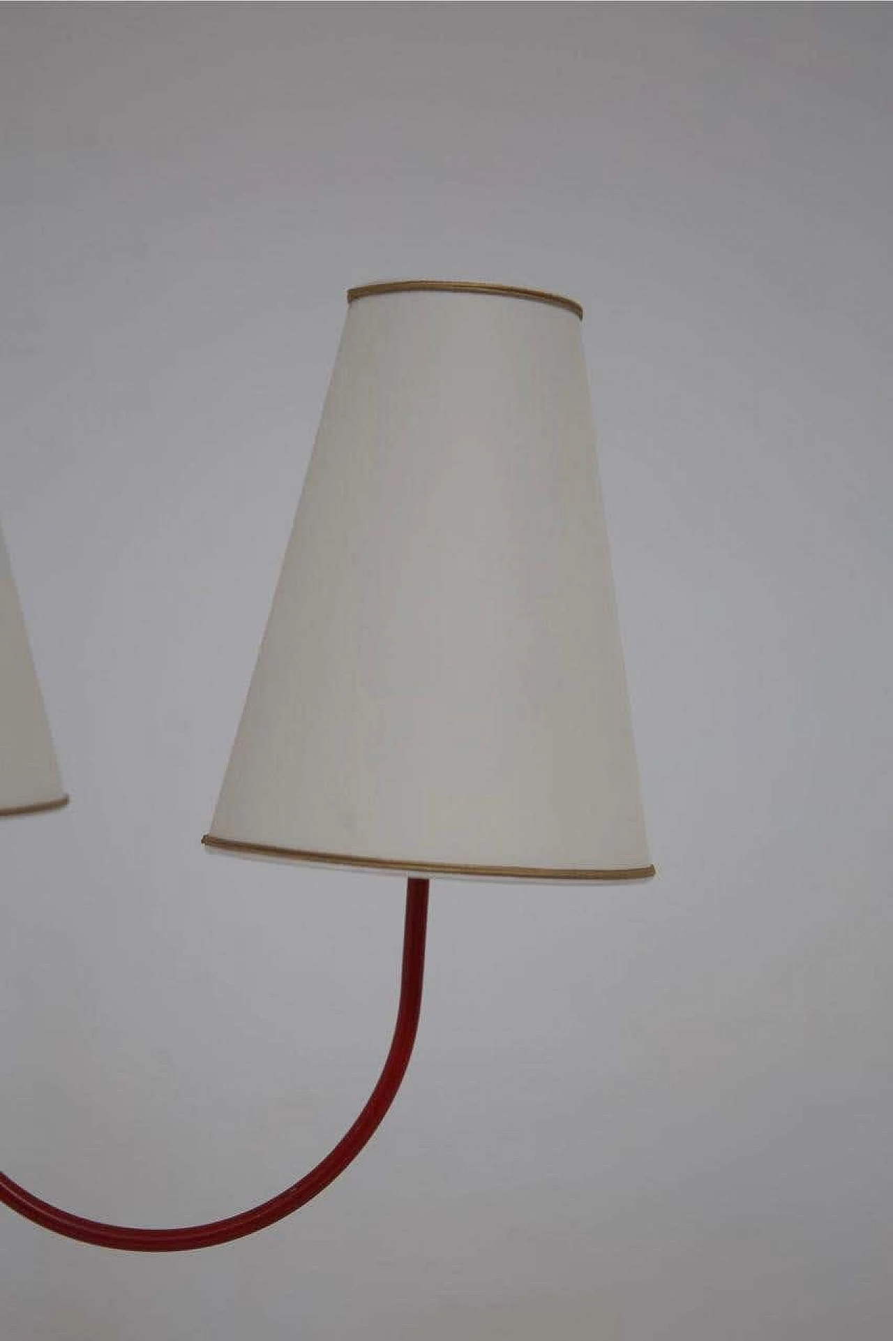 Red painted steel chandelier with cotton diffusers, 1960s 10