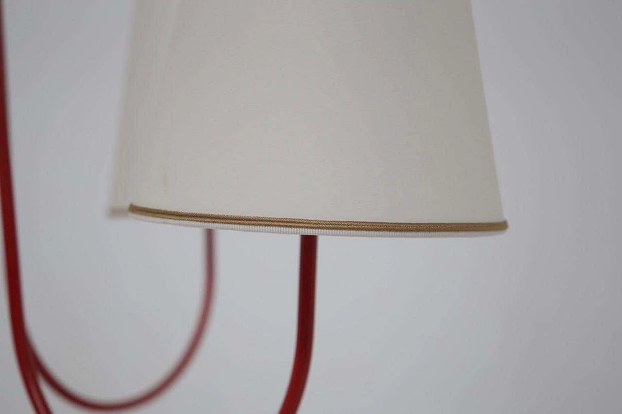 Red painted steel chandelier with cotton diffusers, 1960s 12