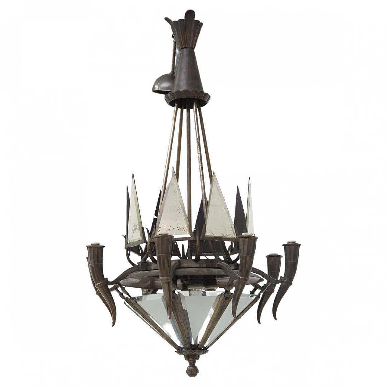 Brass chandelier by Gio Ponti, 1950s 10