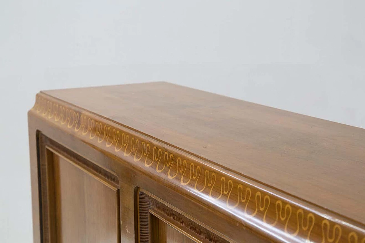 Solid walnut sideboard carved and decorated for Valzania, 1950s 2