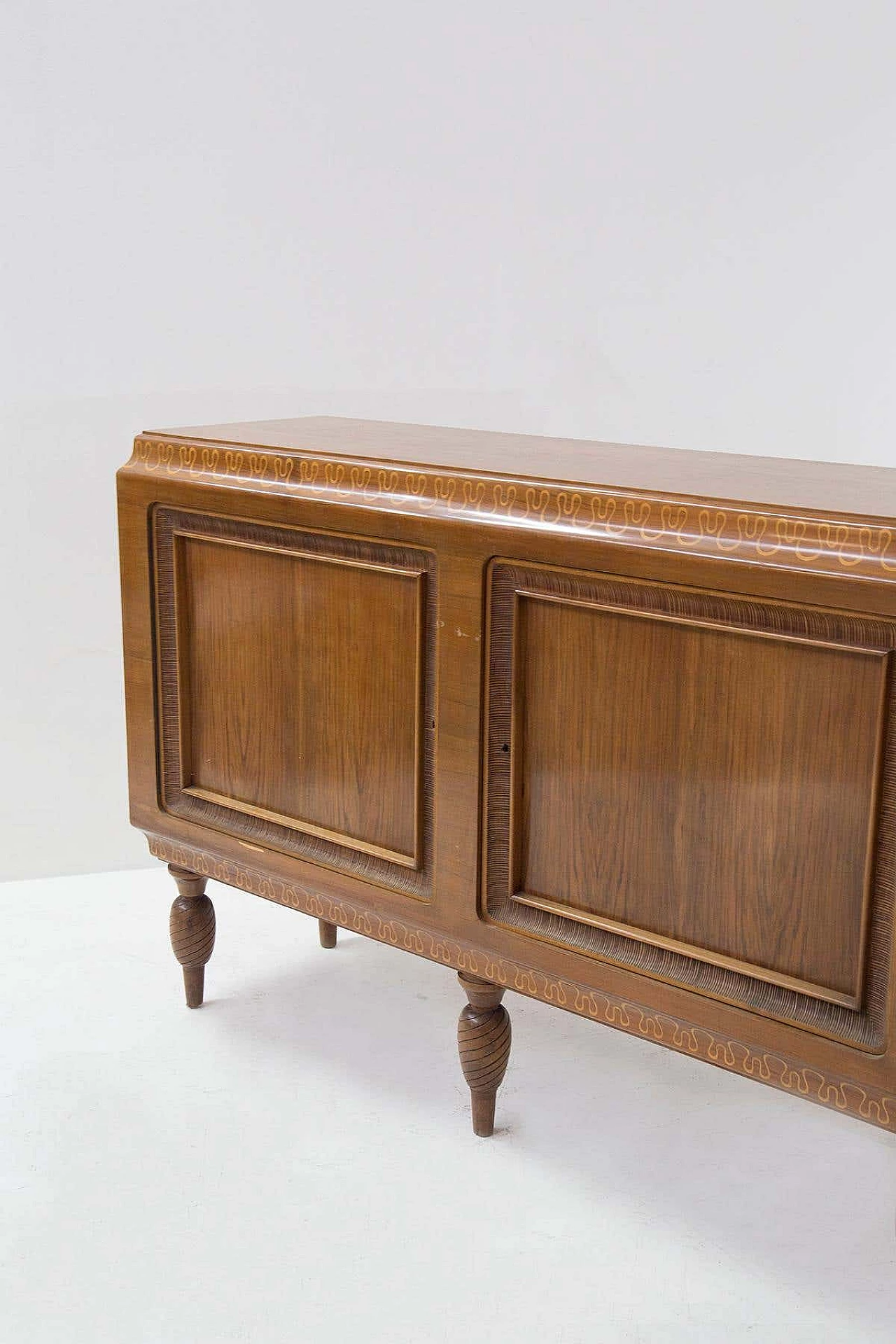 Solid walnut sideboard carved and decorated for Valzania, 1950s 5