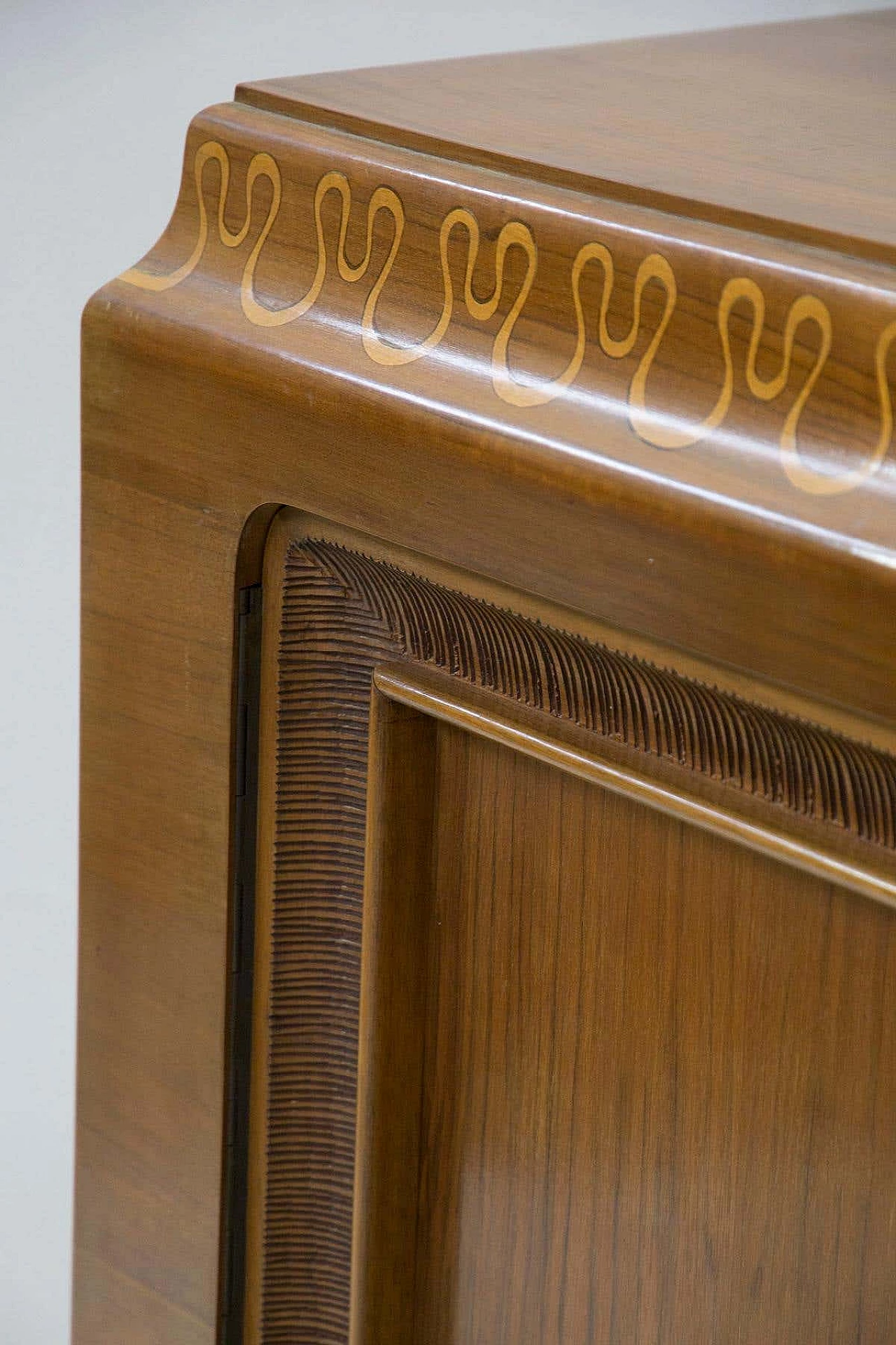 Solid walnut sideboard carved and decorated for Valzania, 1950s 6