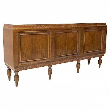 Credenza in noce massello intagliato e decorato per Valzania, anni '50