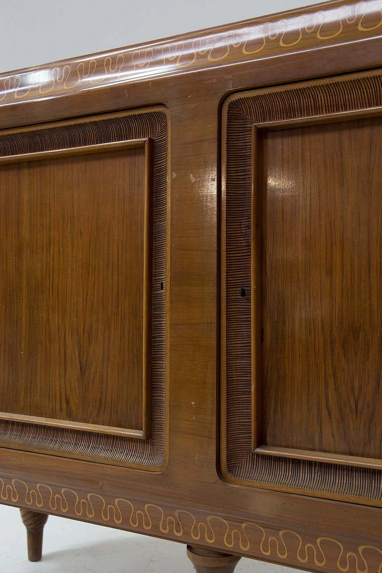 Solid walnut sideboard carved and decorated for Valzania, 1950s 10