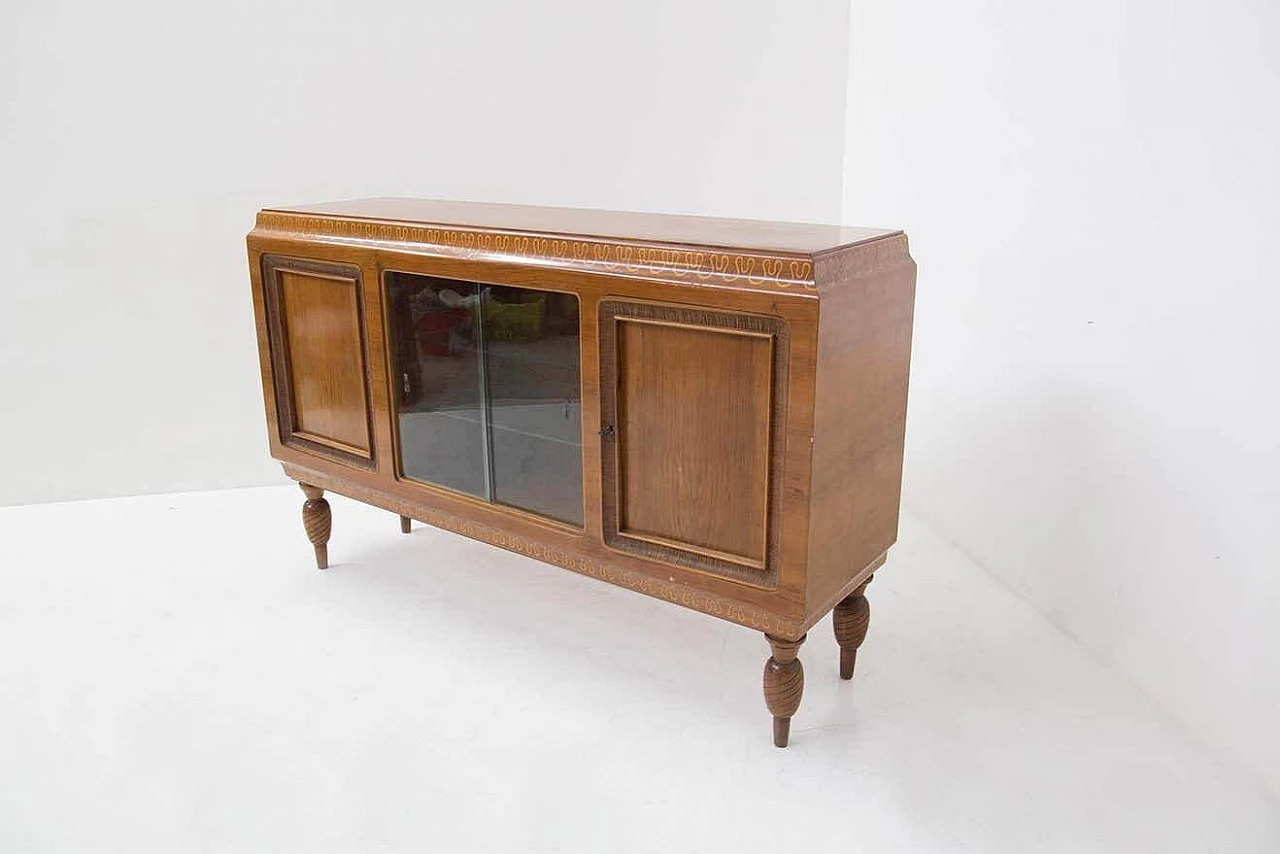 Solid wood sideboard with display case for Valzania, 1950s 2