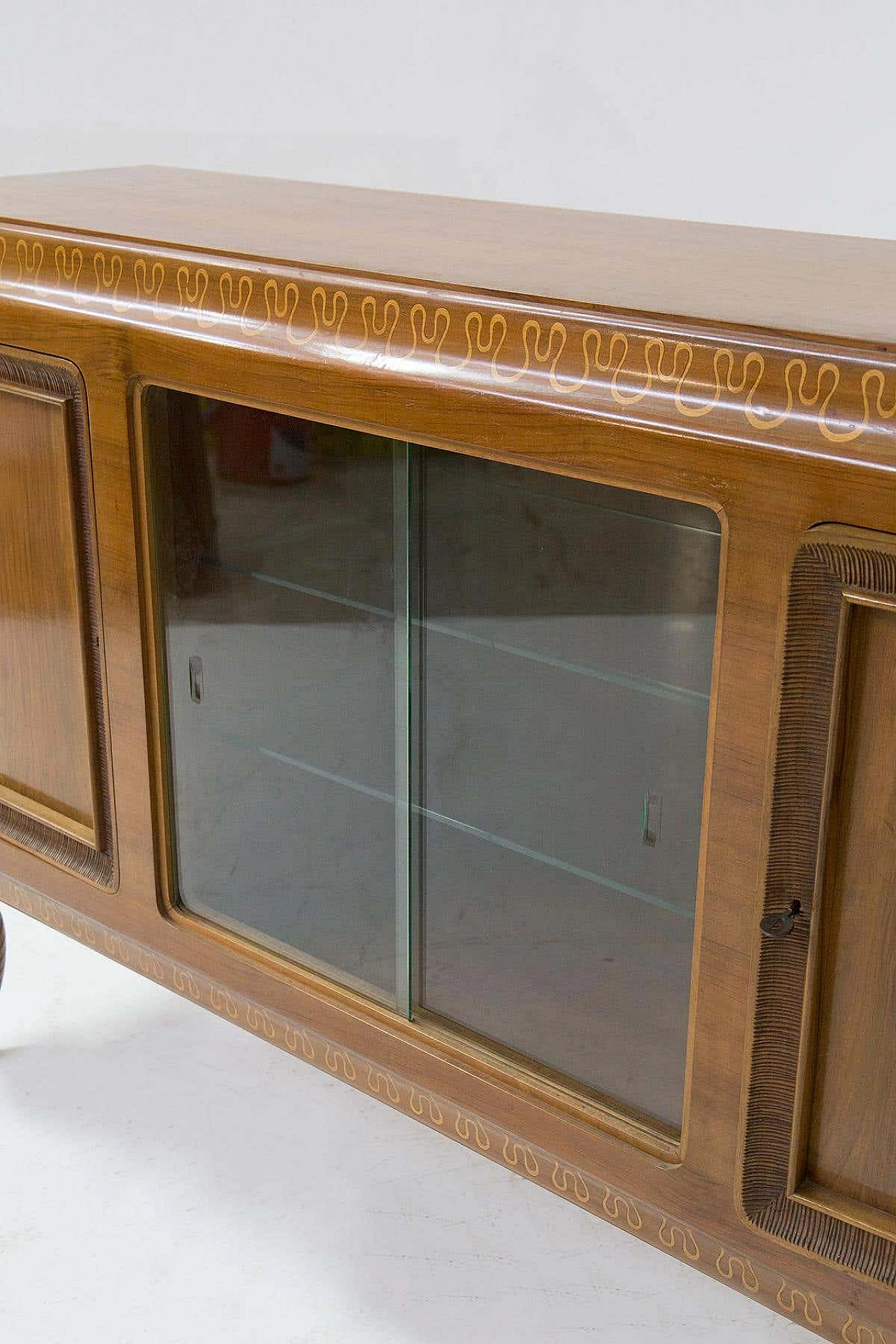 Solid wood sideboard with display case for Valzania, 1950s 7
