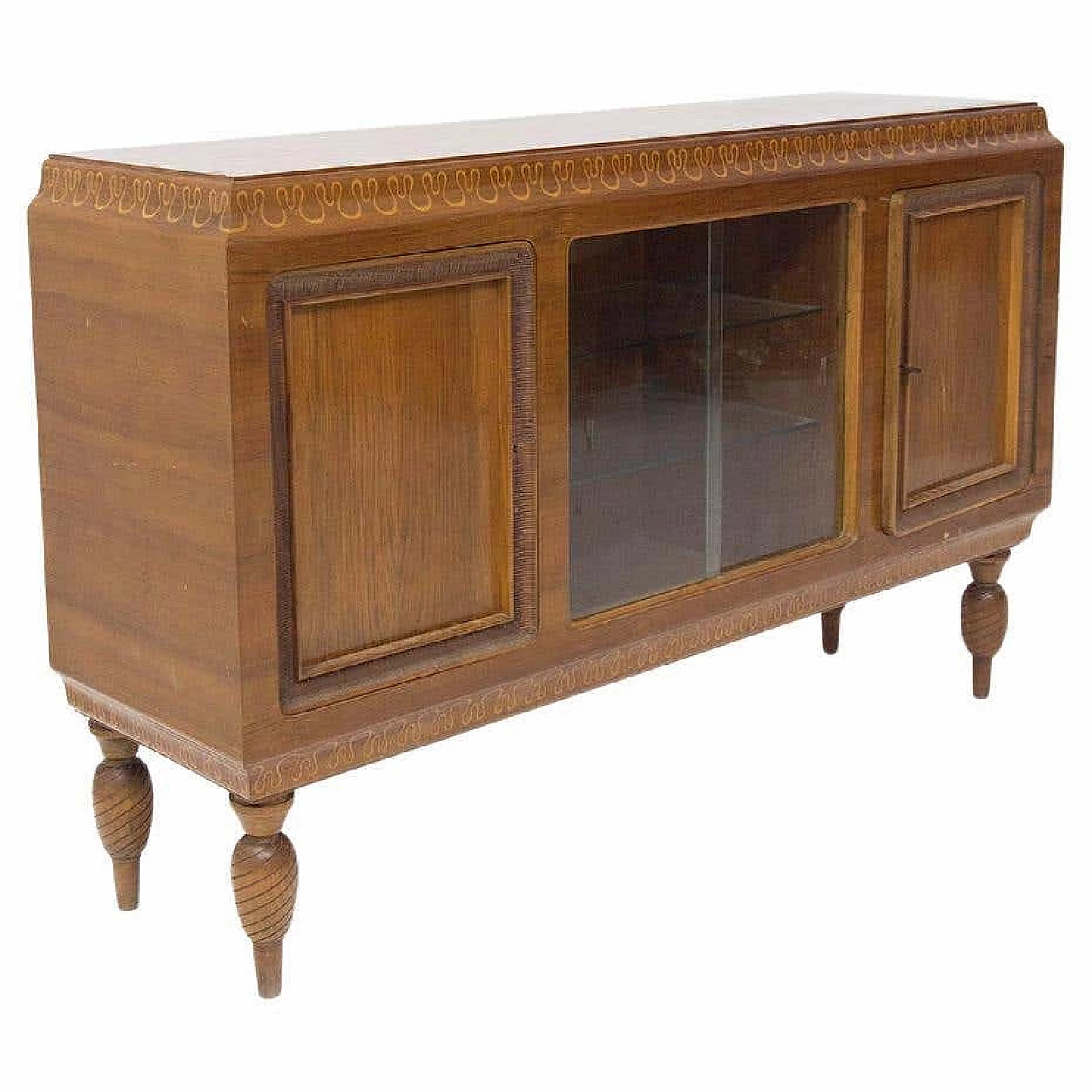 Credenza in legno massello con vetrina per Valzania, anni '50 8