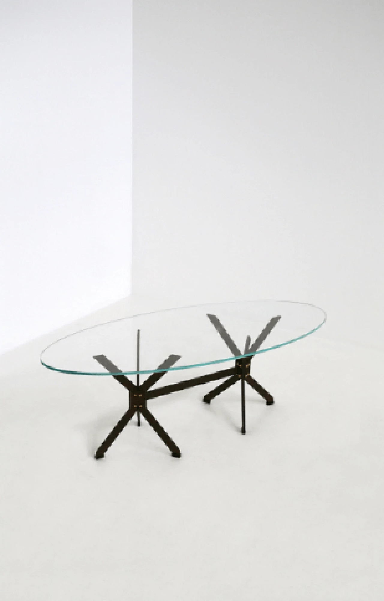 Oval side table in wrought iron and glass by Michele Dal Bon for Le Zoie 2