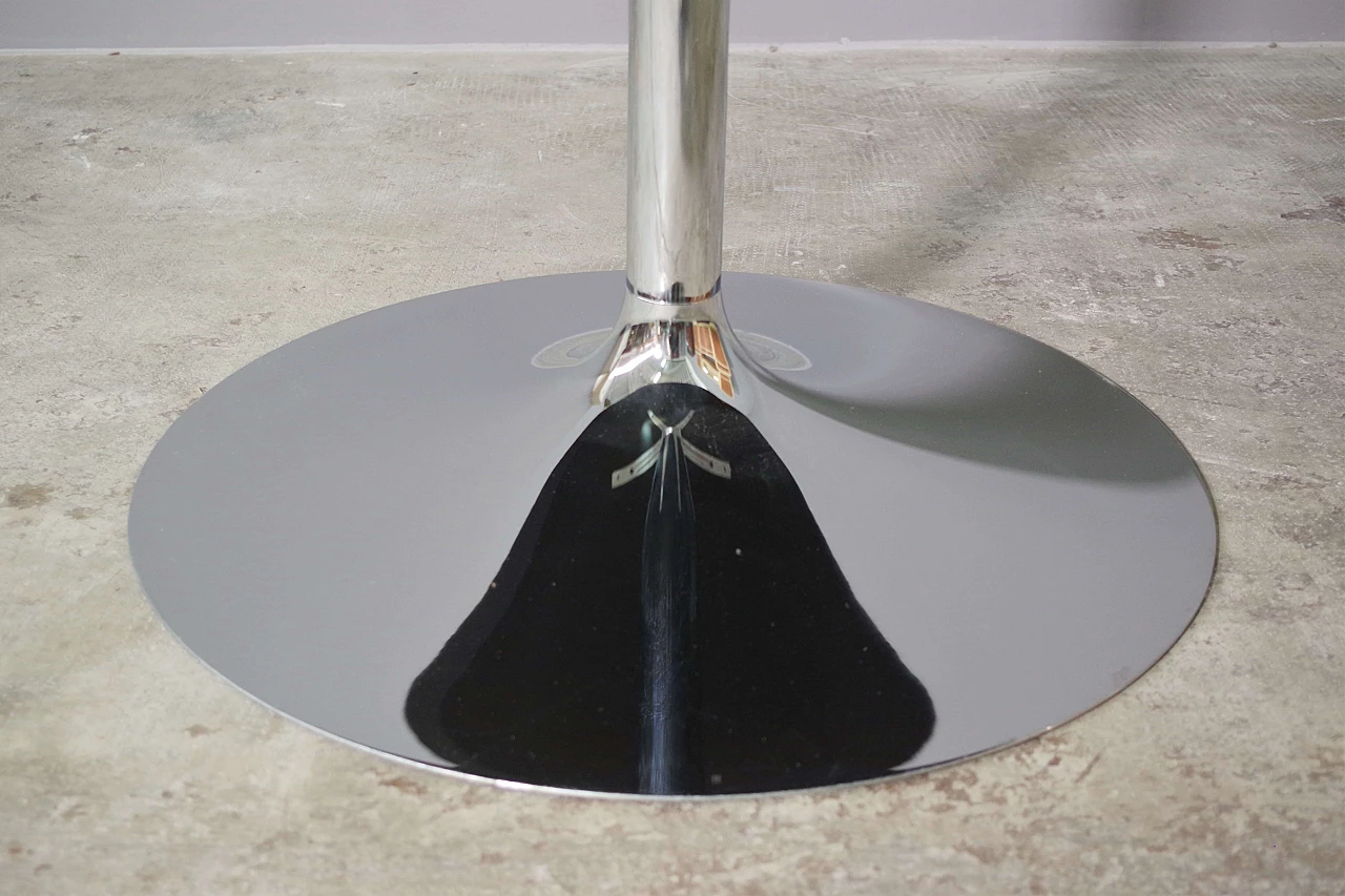 Round aluminum and wenge-stained oak veneered wood table 4