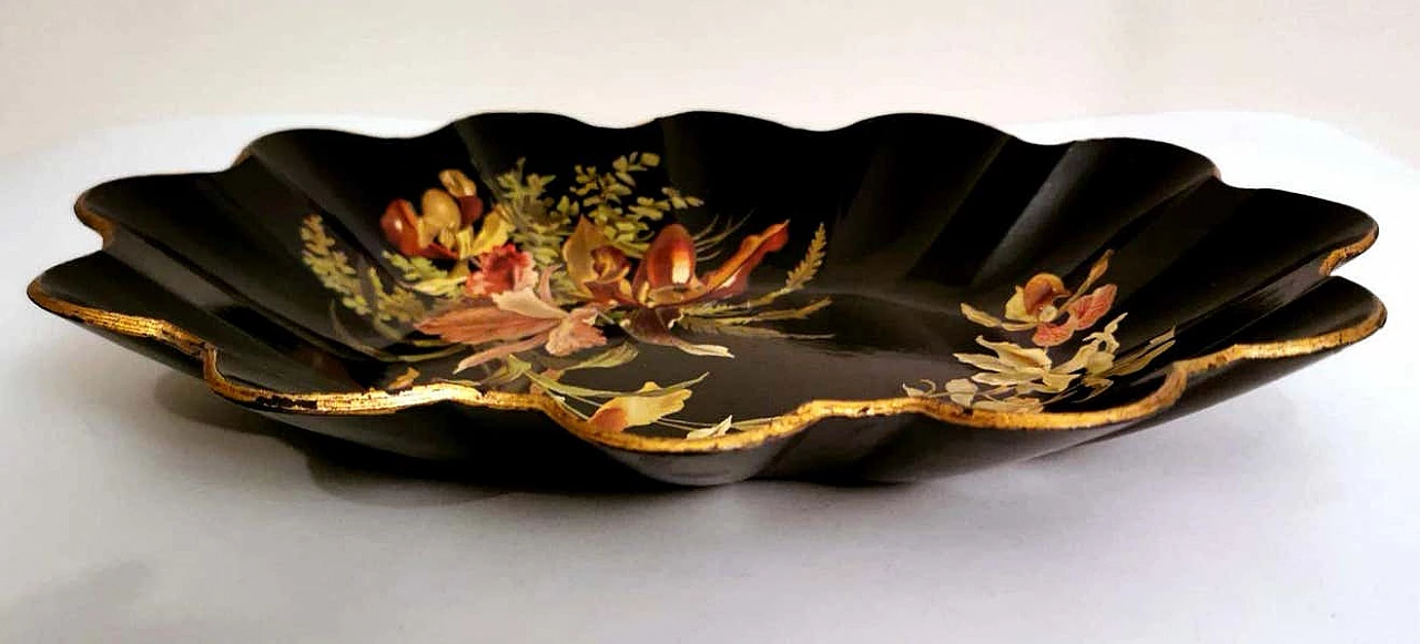Lobed papier-mâché basket decorated with chinoiserie Napoleon III, mid-19th century 12
