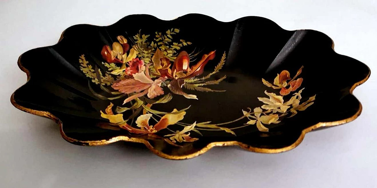 Lobed papier-mâché basket decorated with chinoiserie Napoleon III, mid-19th century 13