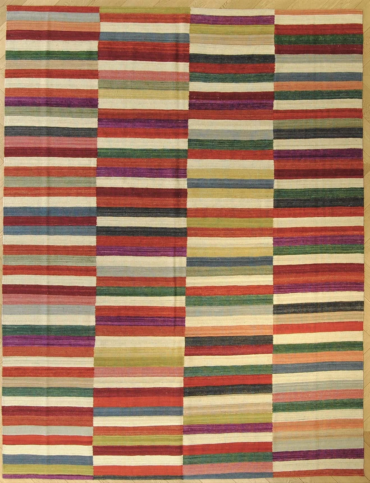Multicoloured geometric Kilim Kaudani rug, 2021 1