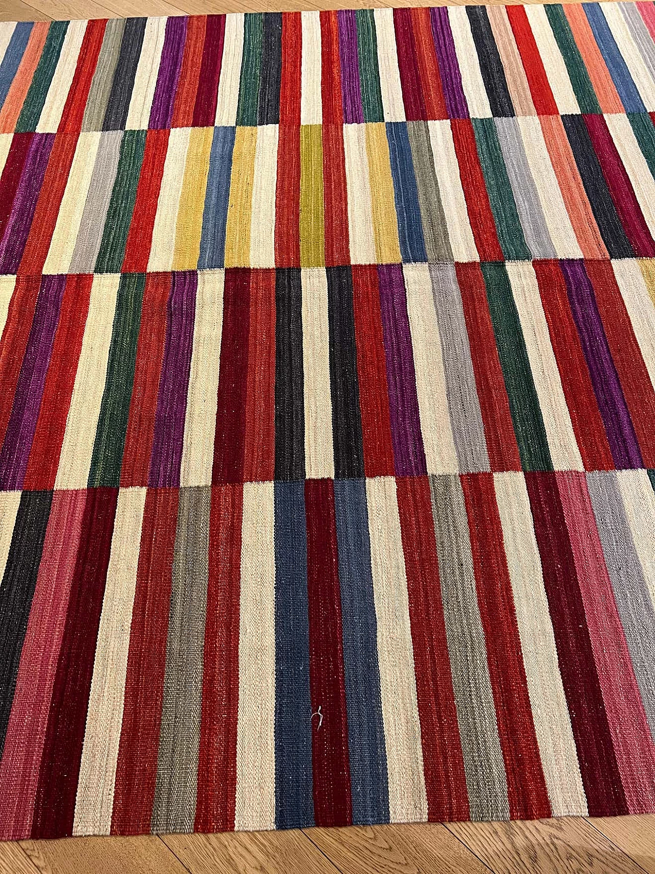 Multicoloured geometric Kilim Kaudani rug, 2021 12