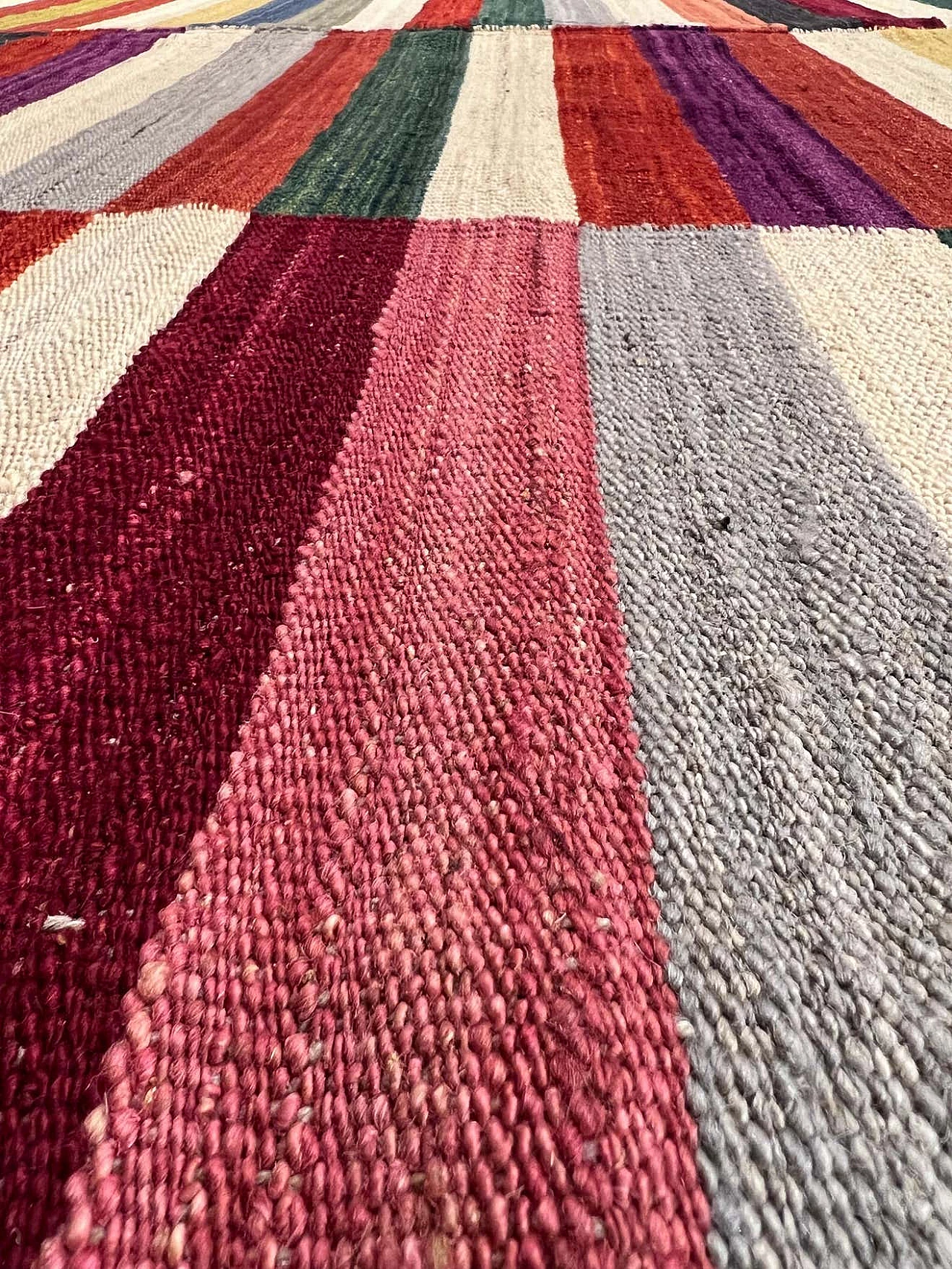 Multicoloured geometric Kilim Kaudani rug, 2021 14