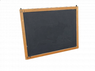 Slate wall-mounted school blackboard with beech frame, 1980s