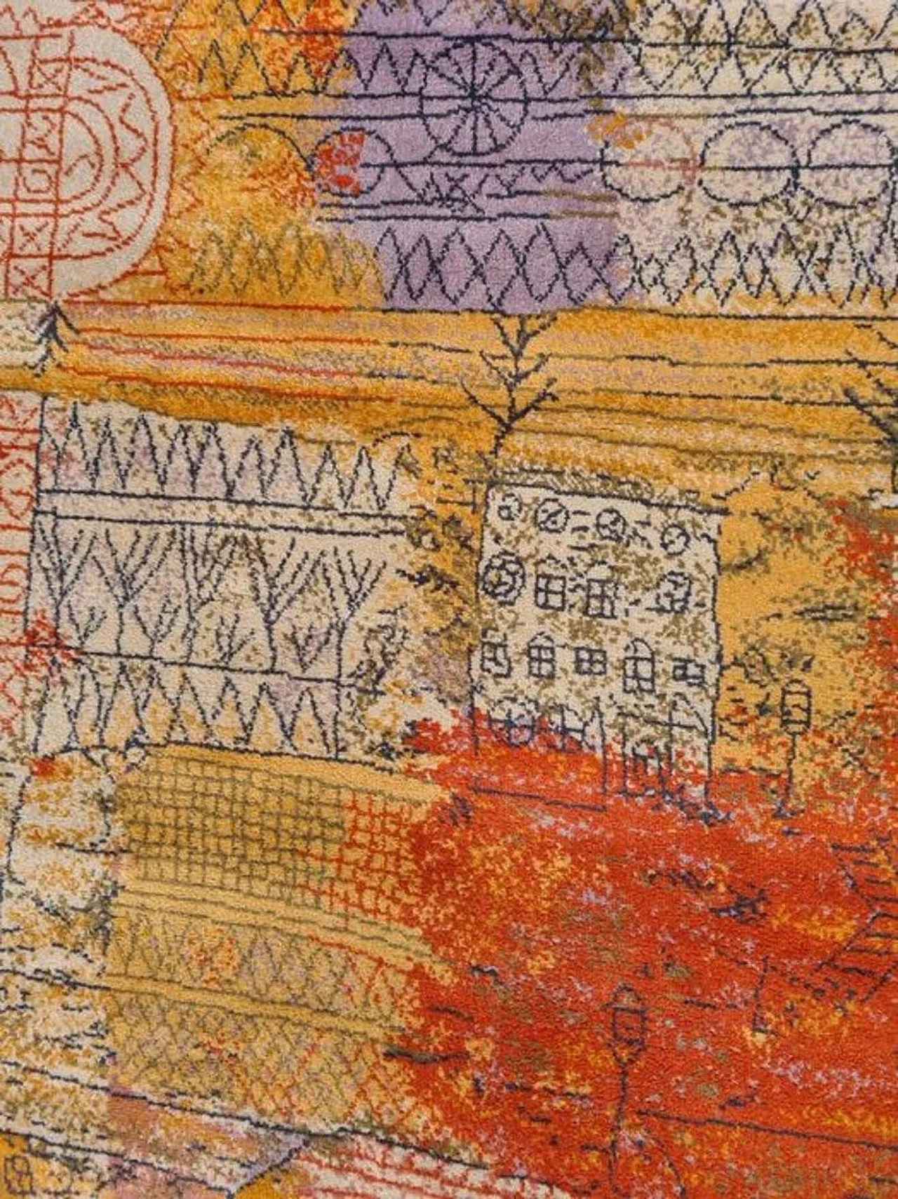 Rug inspired by Paul Klee's Florentinische Villenviertel, 1990s 2