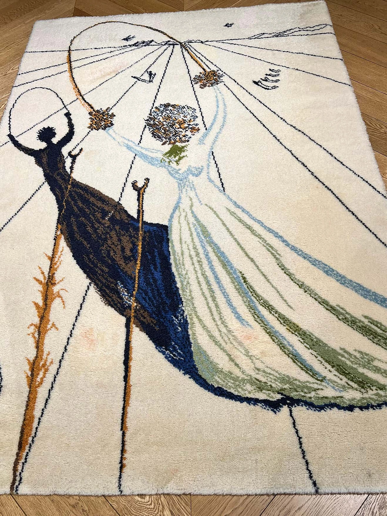 Rug depicting Alice in Wonderland by Salvator Dali, 1970s 9