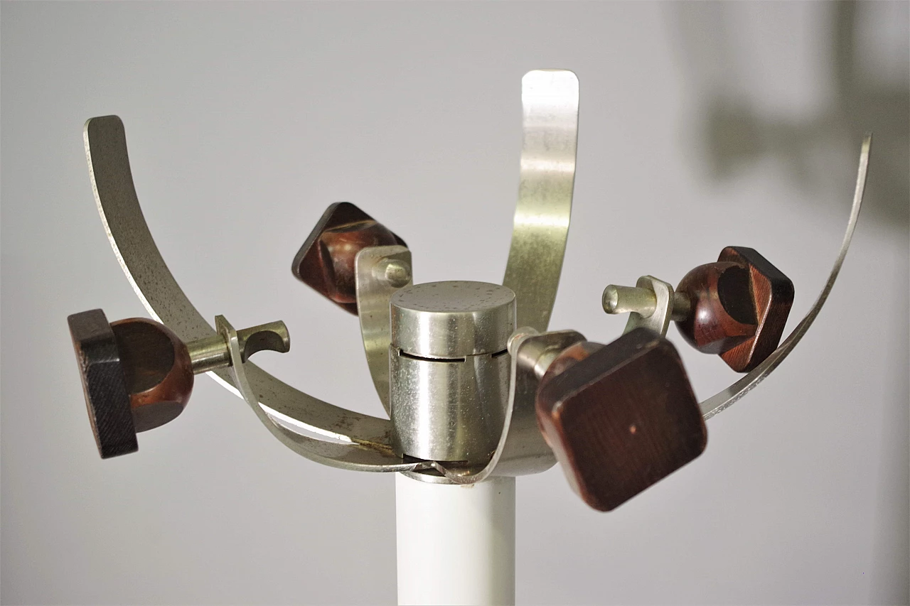 Wood coat rack with metal base, 1970s 4