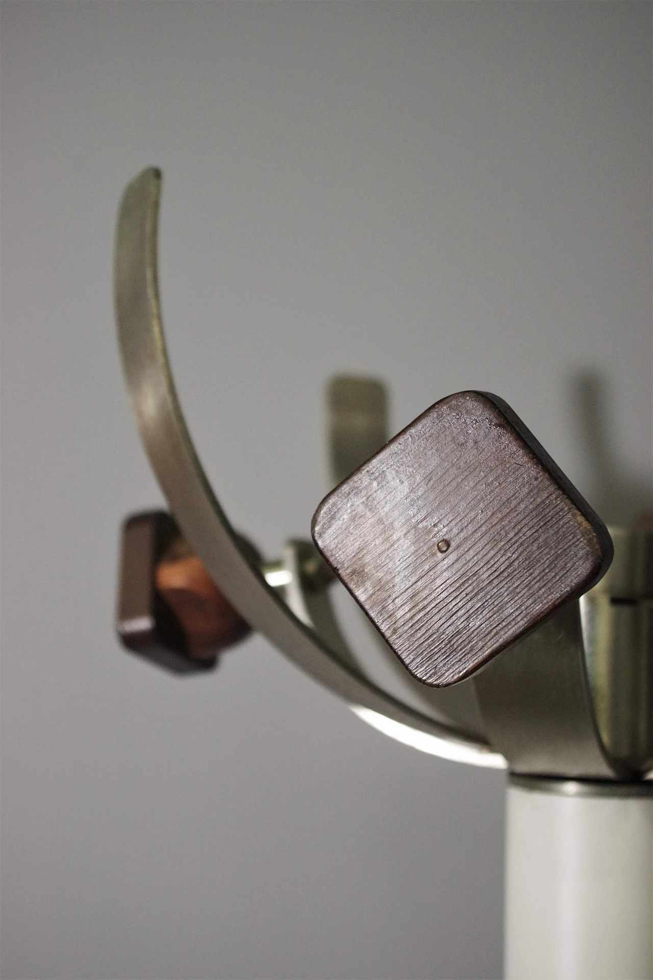 Wood coat rack with metal base, 1970s 6