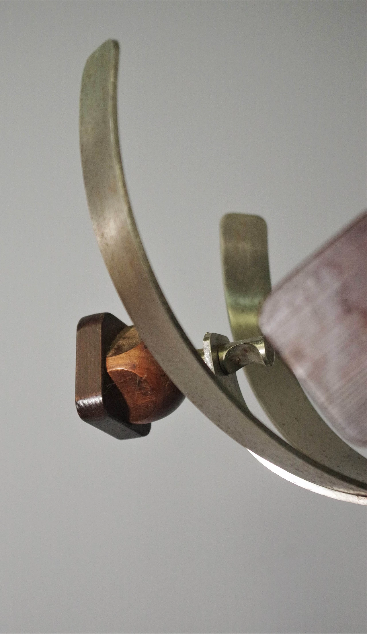 Wood coat rack with metal base, 1970s 7