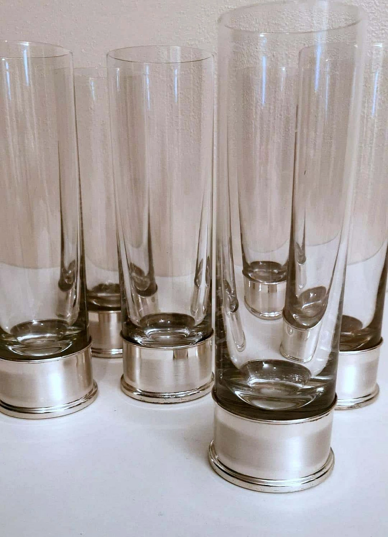 6 handcrafted silver and Luxion R.C.R. crystal glasses by Cecconi Valerio, 1980s 9