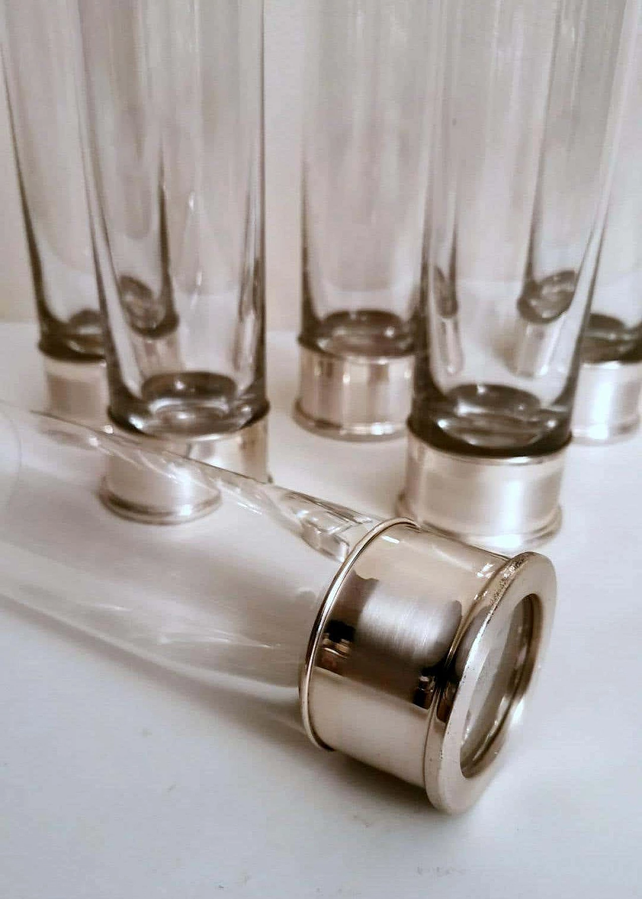 6 handcrafted silver and Luxion R.C.R. crystal glasses by Cecconi Valerio, 1980s 10
