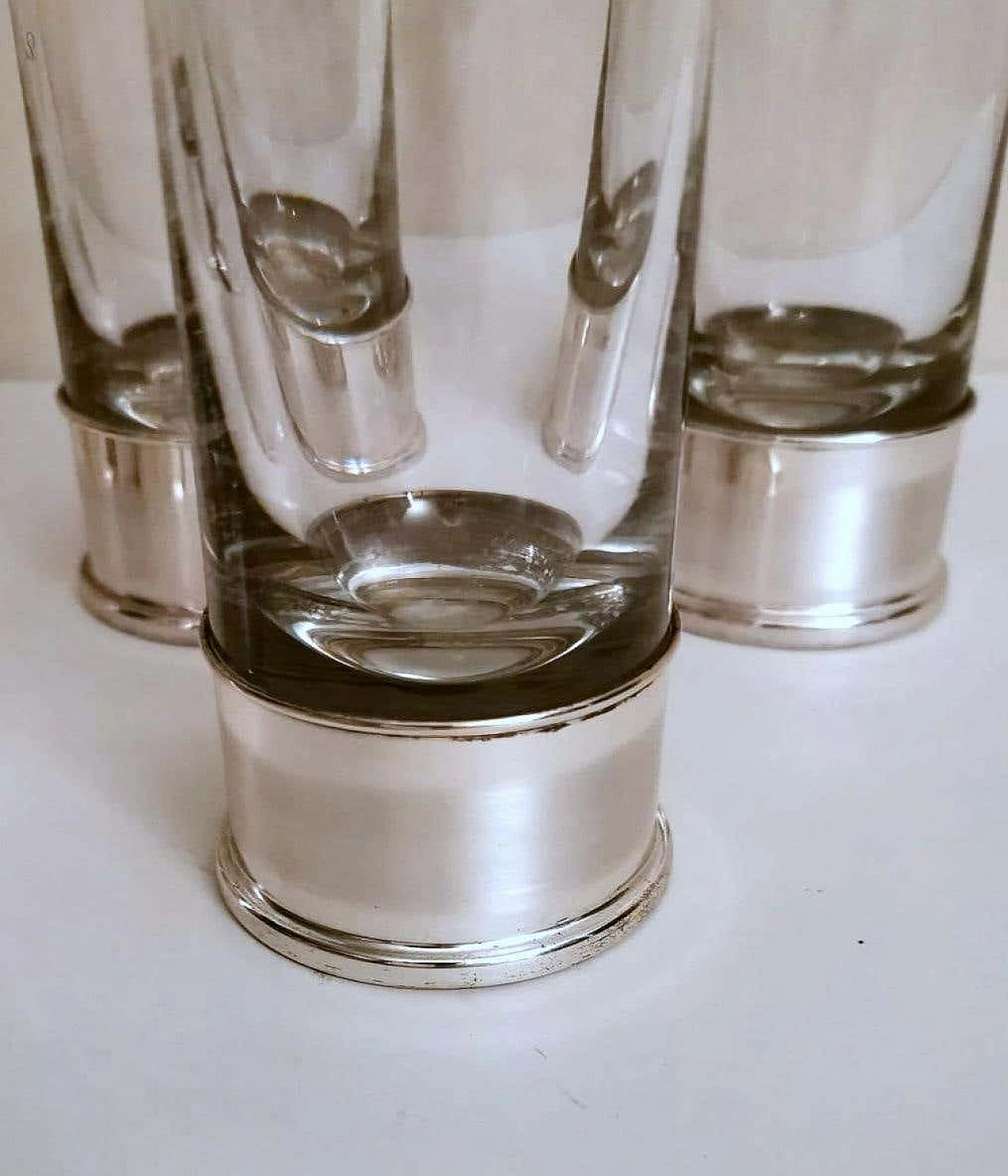 6 handcrafted silver and Luxion R.C.R. crystal glasses by Cecconi Valerio, 1980s 11