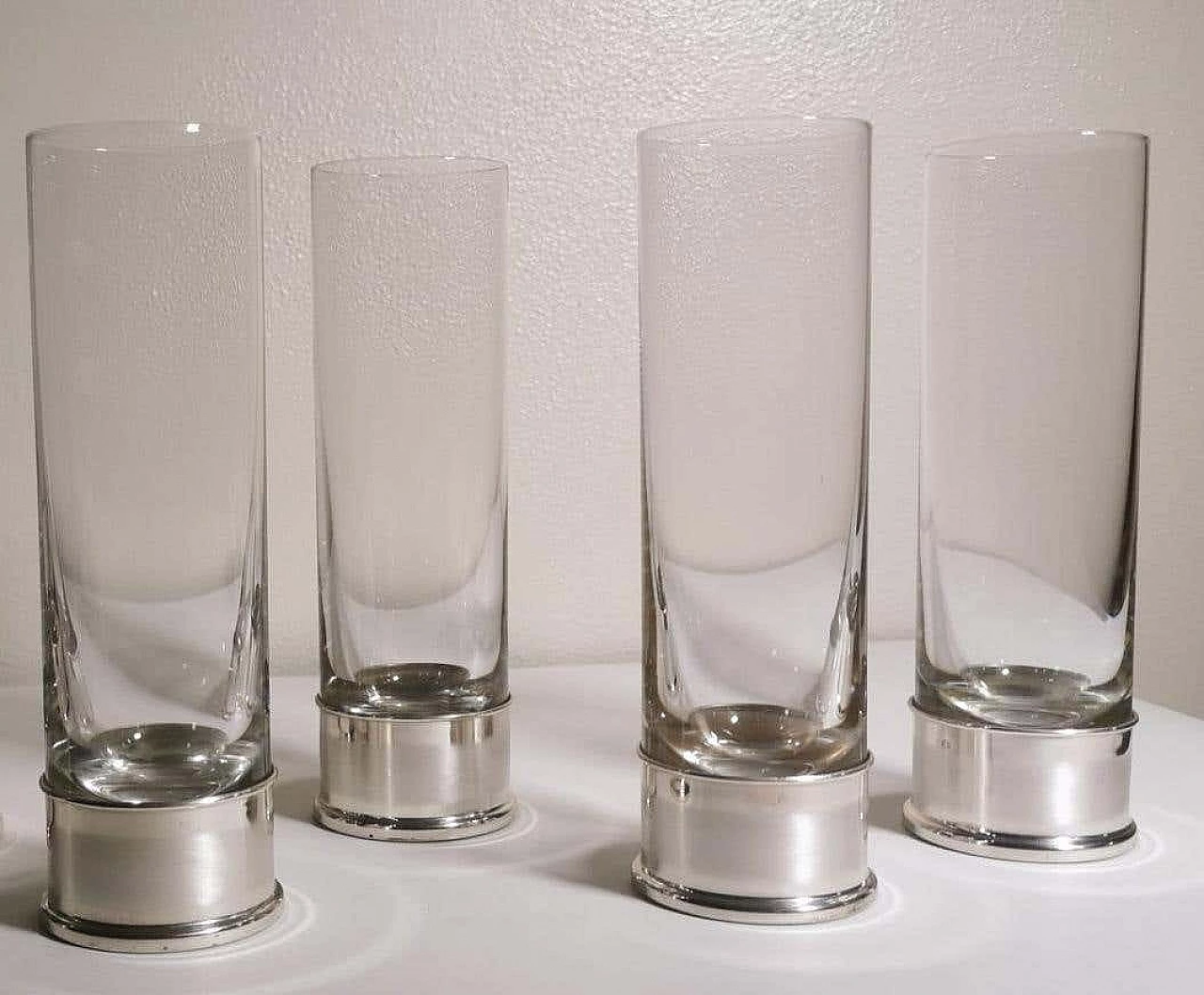 6 handcrafted silver and Luxion R.C.R. crystal glasses by Cecconi Valerio, 1980s 14