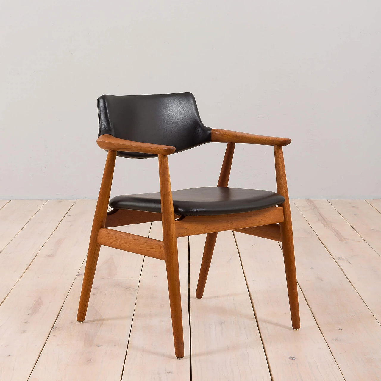 Solid teak and leather armchair by Erik Kierkegaard for Høng Stolefabrik, 1960s 2