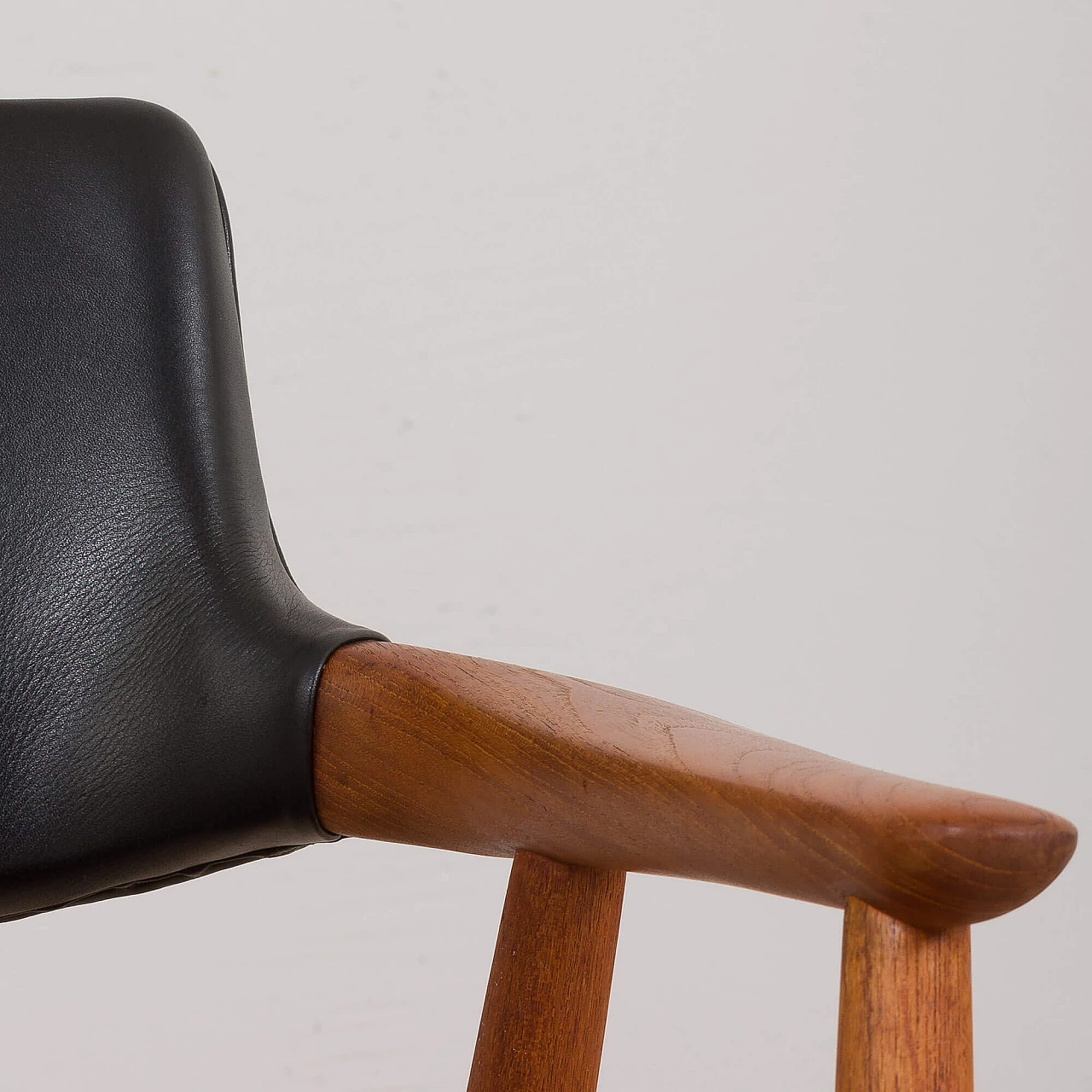 Solid teak and leather armchair by Erik Kierkegaard for Høng Stolefabrik, 1960s 11