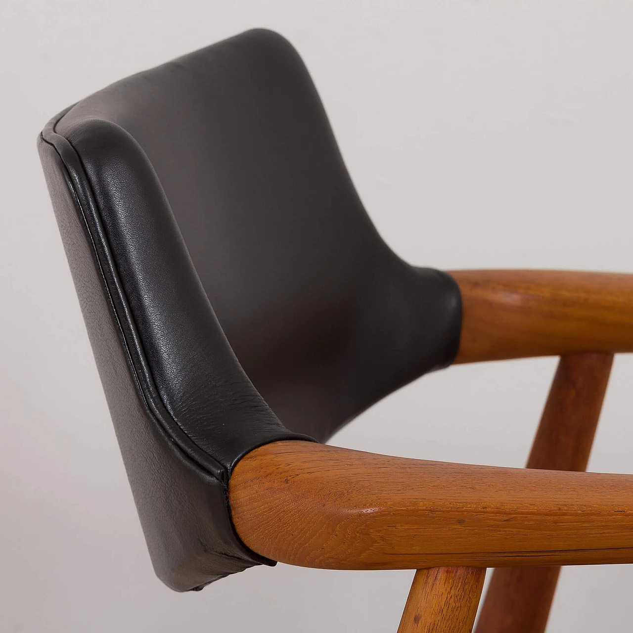 Solid teak and leather armchair by Erik Kierkegaard for Høng Stolefabrik, 1960s 14