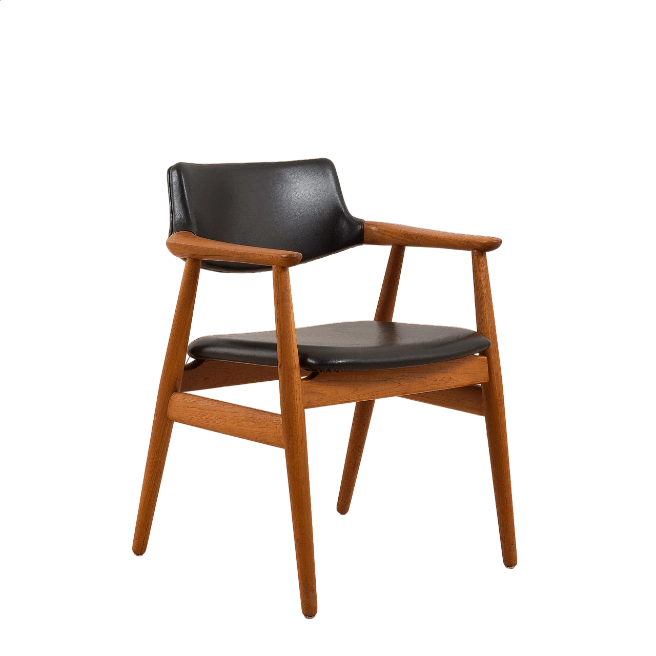 Solid teak and leather armchair by Erik Kierkegaard for Høng Stolefabrik, 1960s 17