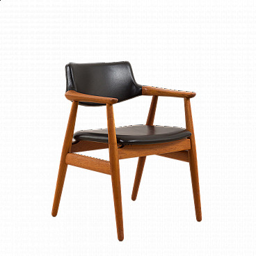 Solid teak and leather armchair by Erik Kierkegaard for Høng Stolefabrik, 1960s