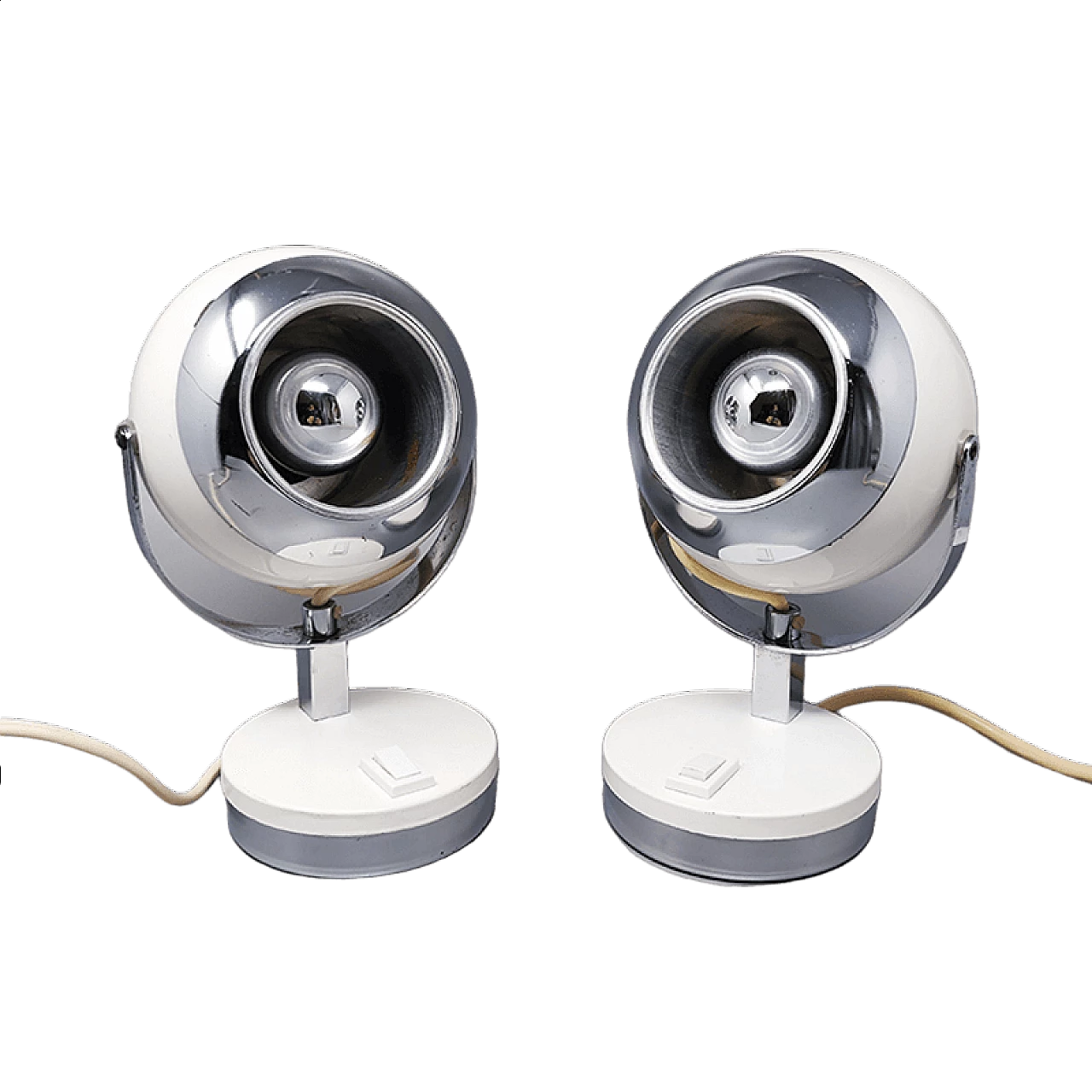 Coppia di lampade da tavolo in metallo di Veneta Lumi, anni '70 11