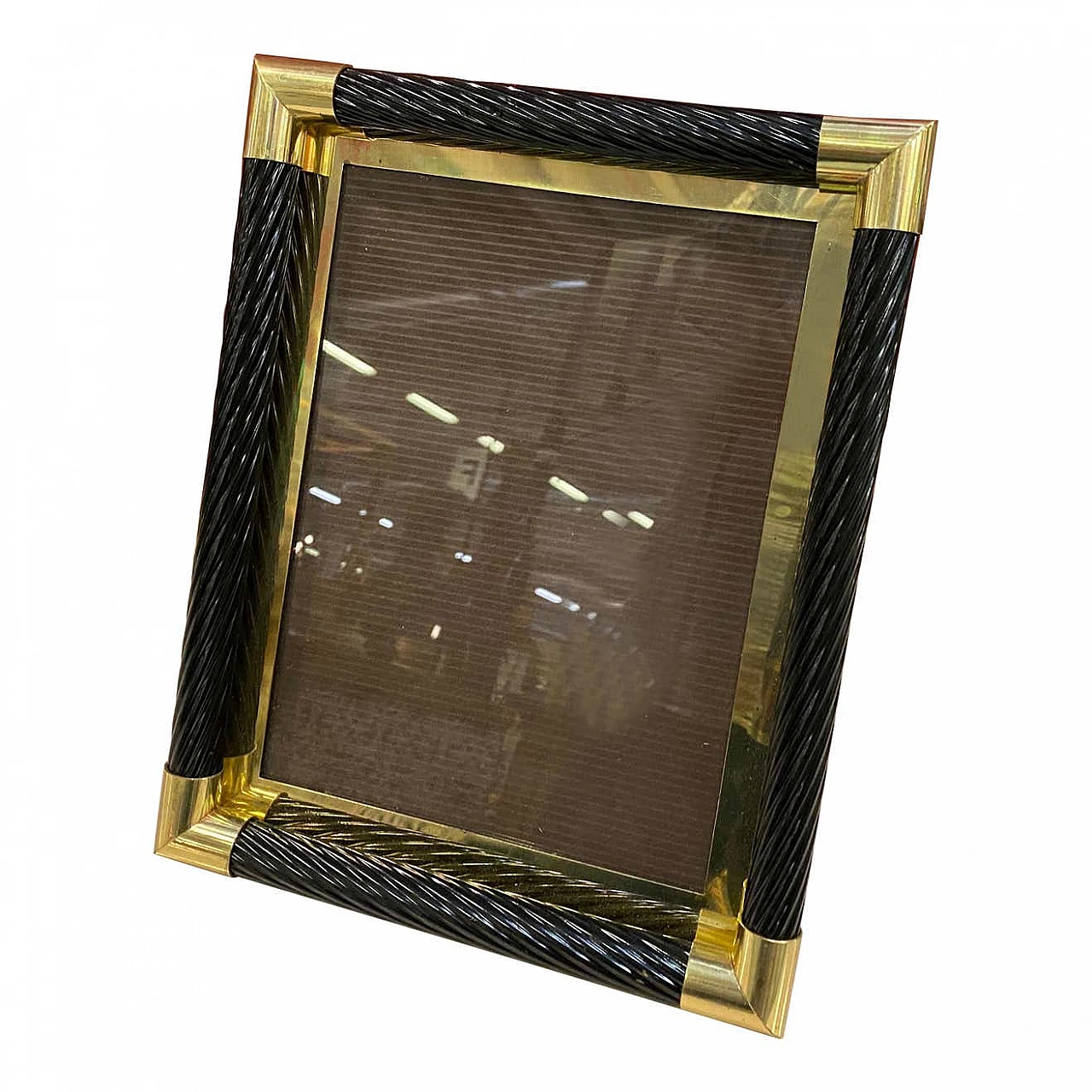 Gucci-style black wood and brass frame, 1970s 1