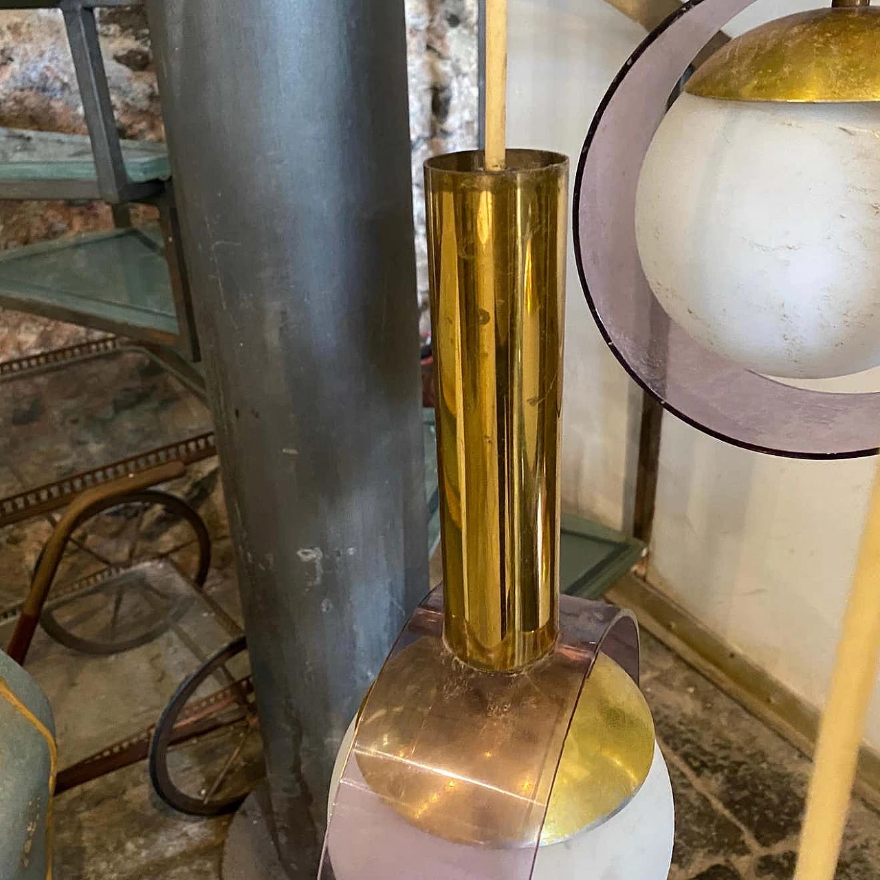 Lampadario a cascata in ottone, vetro e plexiglass di Stilux, anni '70 7