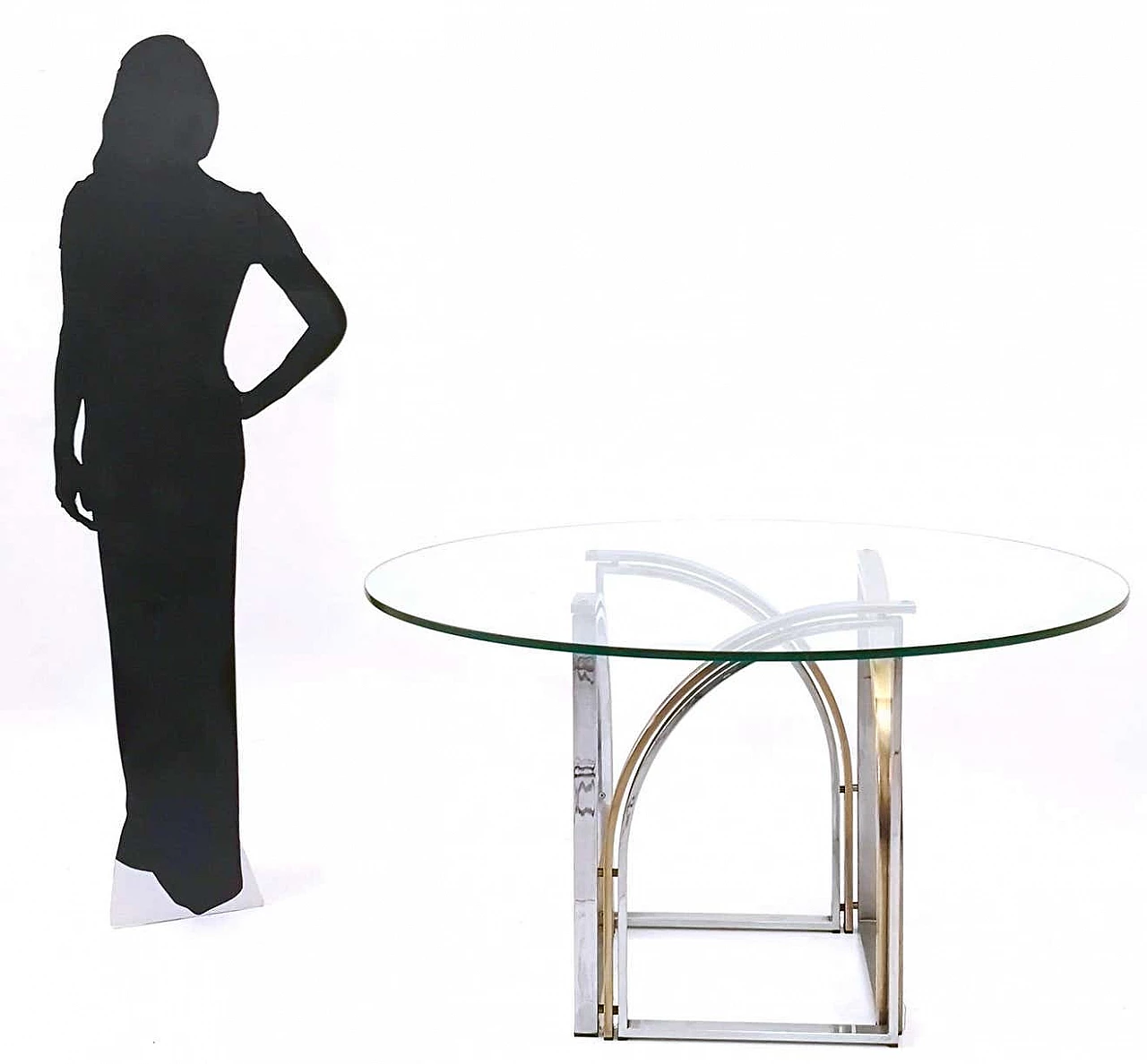 Round brass and steel table with glass top by Romeo Rega, 1970s 9