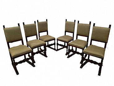 6 Walnut chairs in Neo-Renaissance style, early 20th century