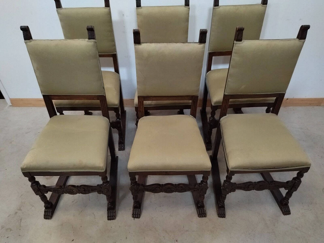 6 Walnut chairs in Neo-Renaissance style, early 20th century 5