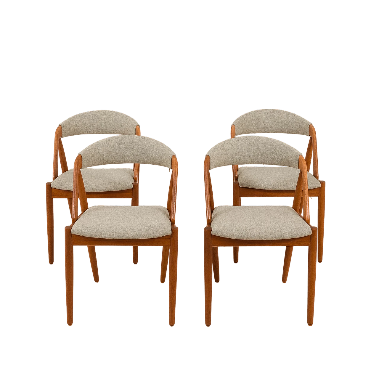 4 Chairs 31 in teak and grey wool by Kai Kristiansen for Schou Andersen, 1960s 20