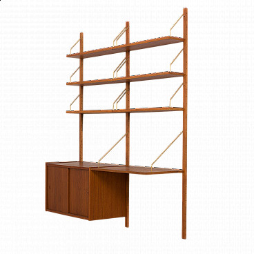 Two-bay teak bookcase with desk by Preben Sorensen, 1960s