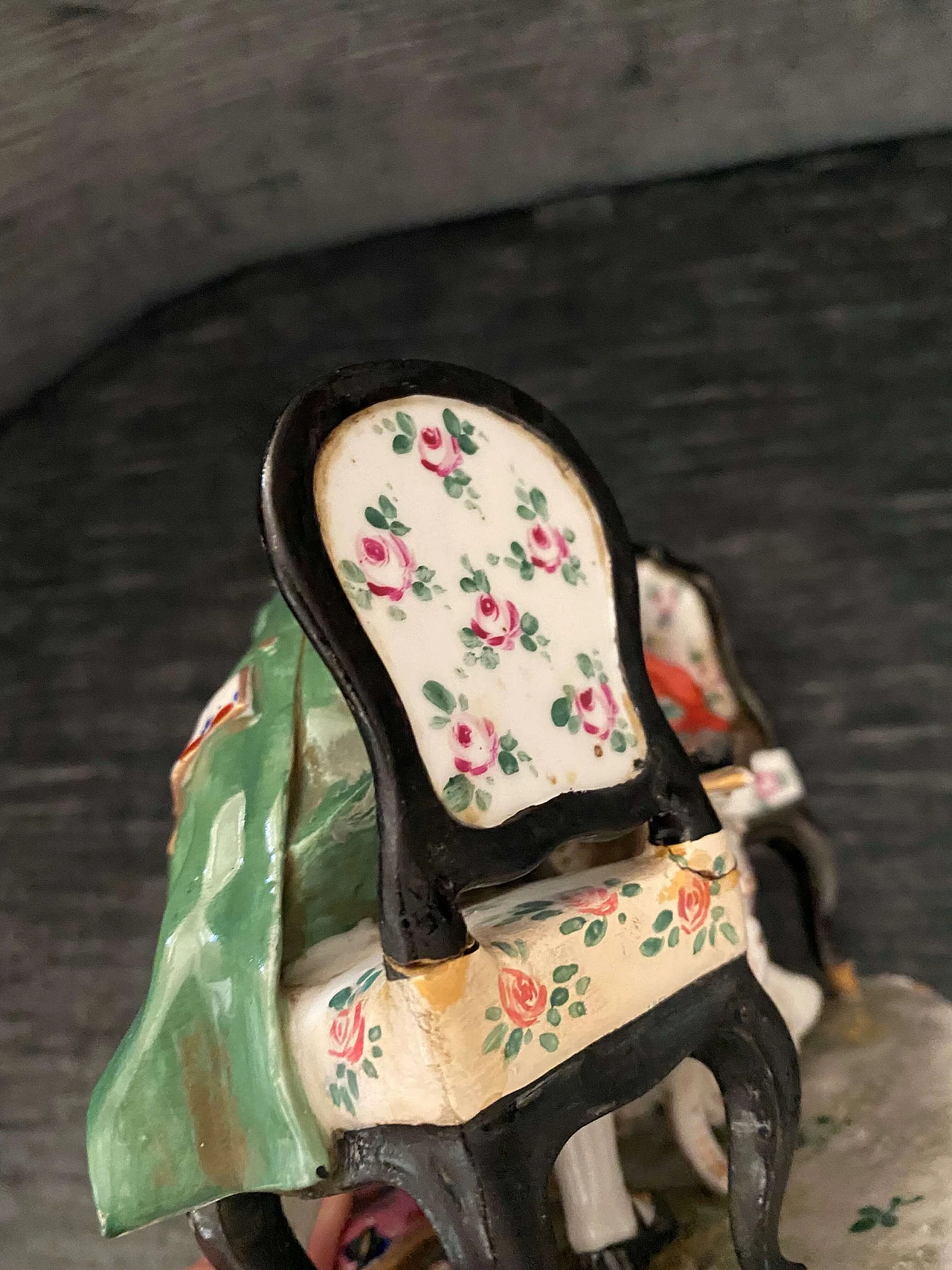 Polychrome porcelain sculpture of a gallant scene, late 19th century 16