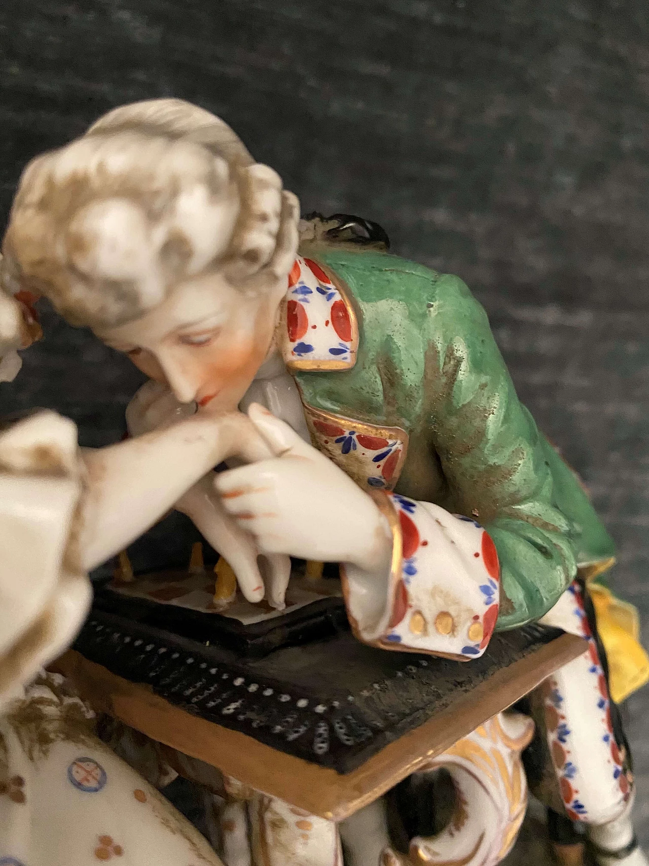 Polychrome porcelain sculpture of a gallant scene, late 19th century 17