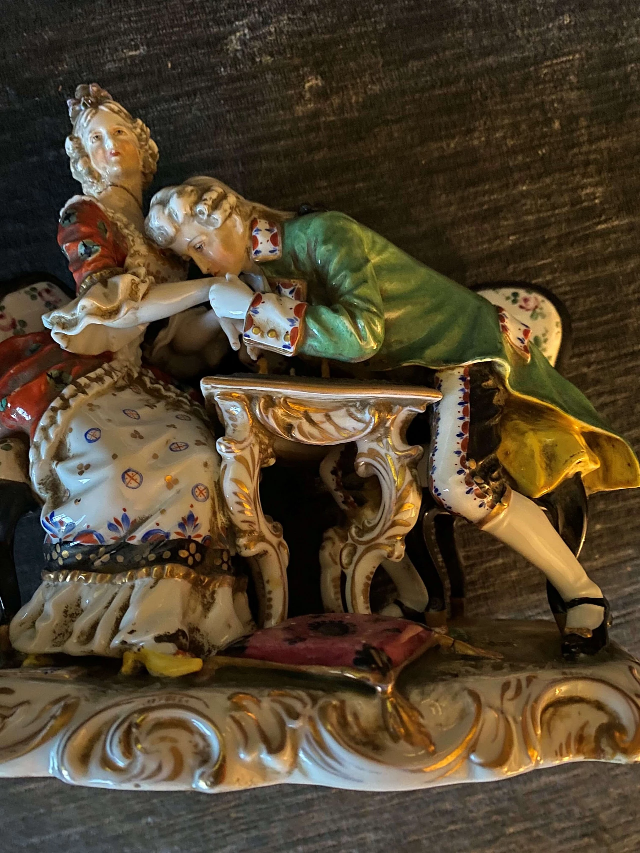 Polychrome porcelain sculpture of a gallant scene, late 19th century 20