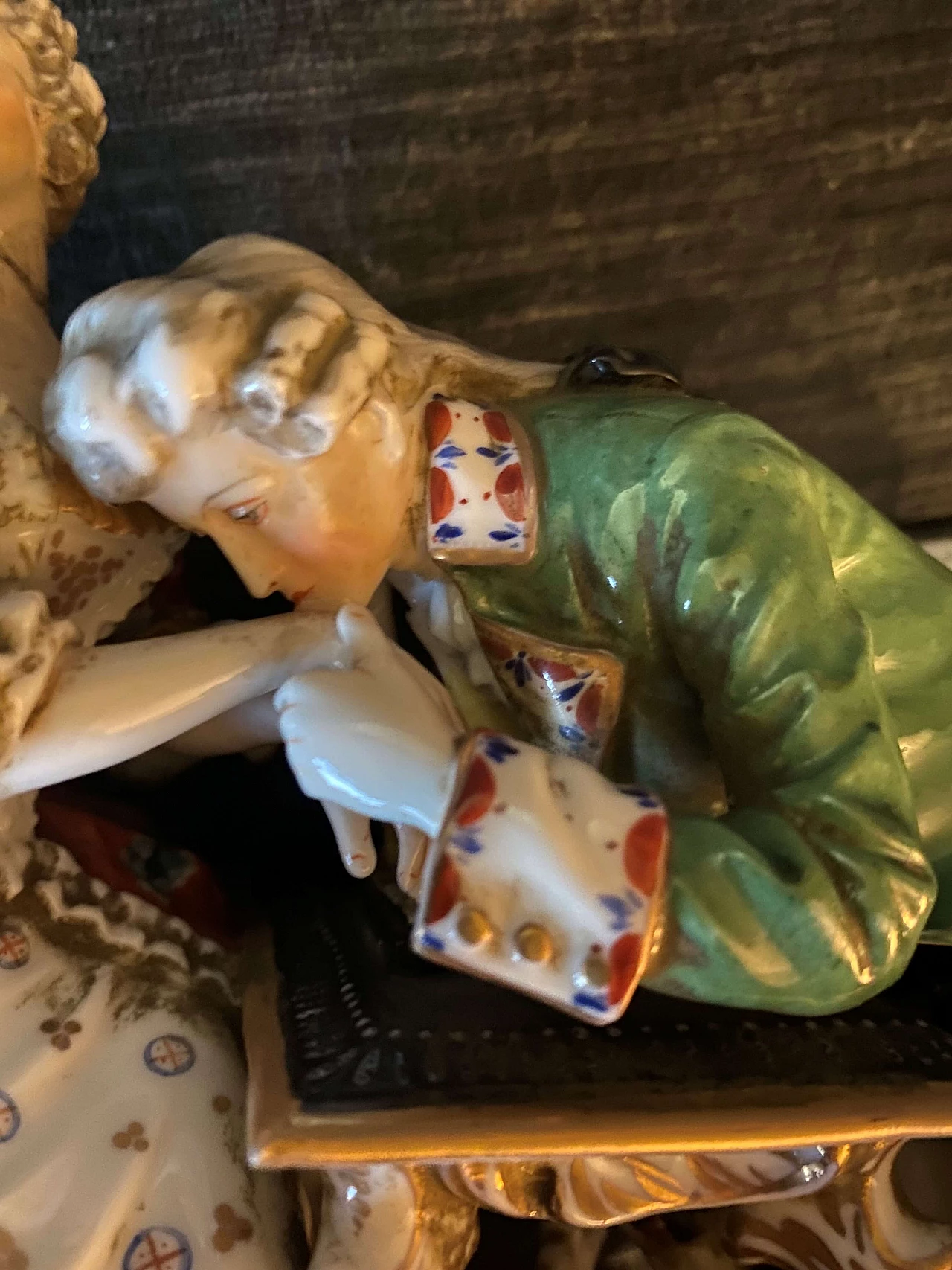 Polychrome porcelain sculpture of a gallant scene, late 19th century 24