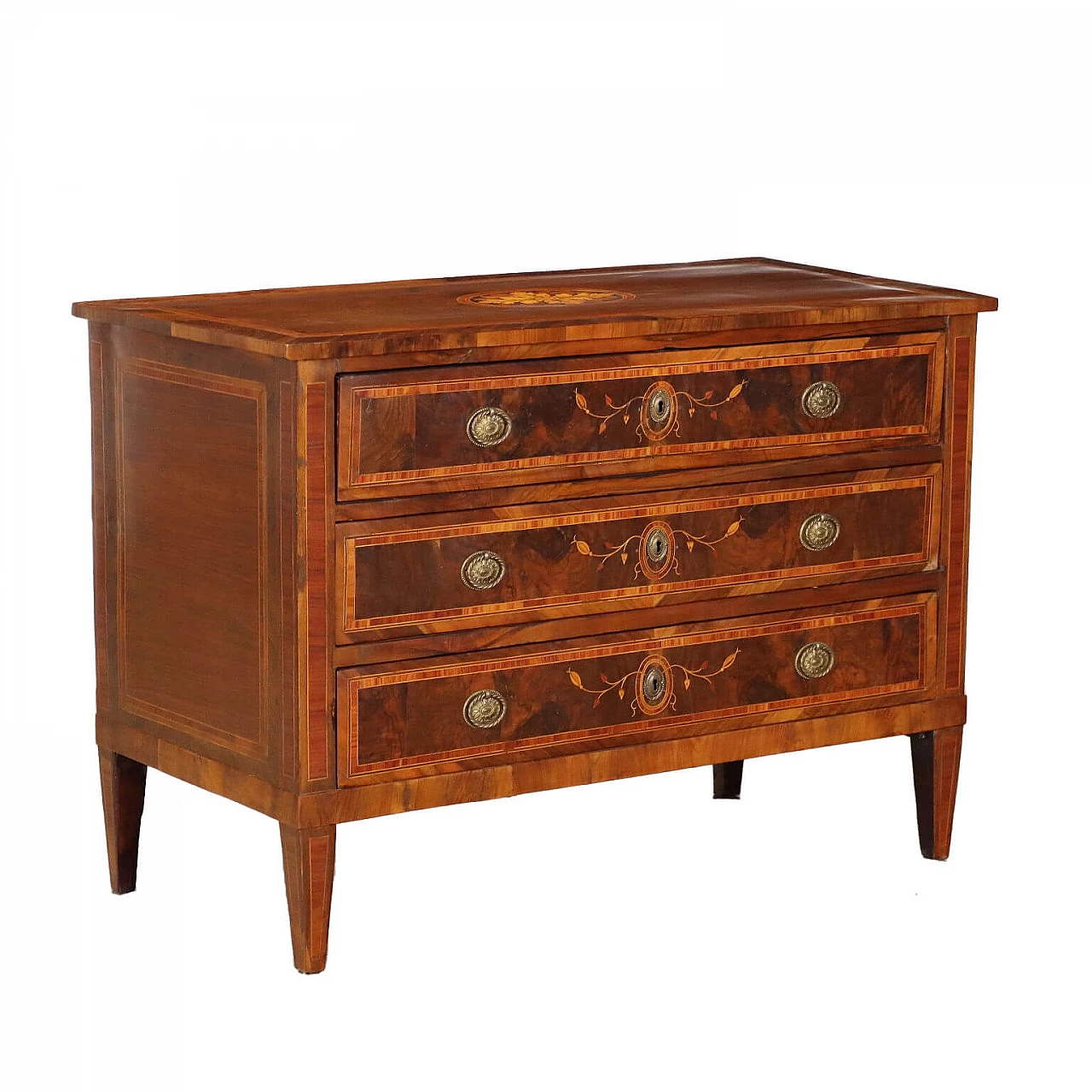 Neoclassical dresser with walnut veneer and inlays, late 18th century 1