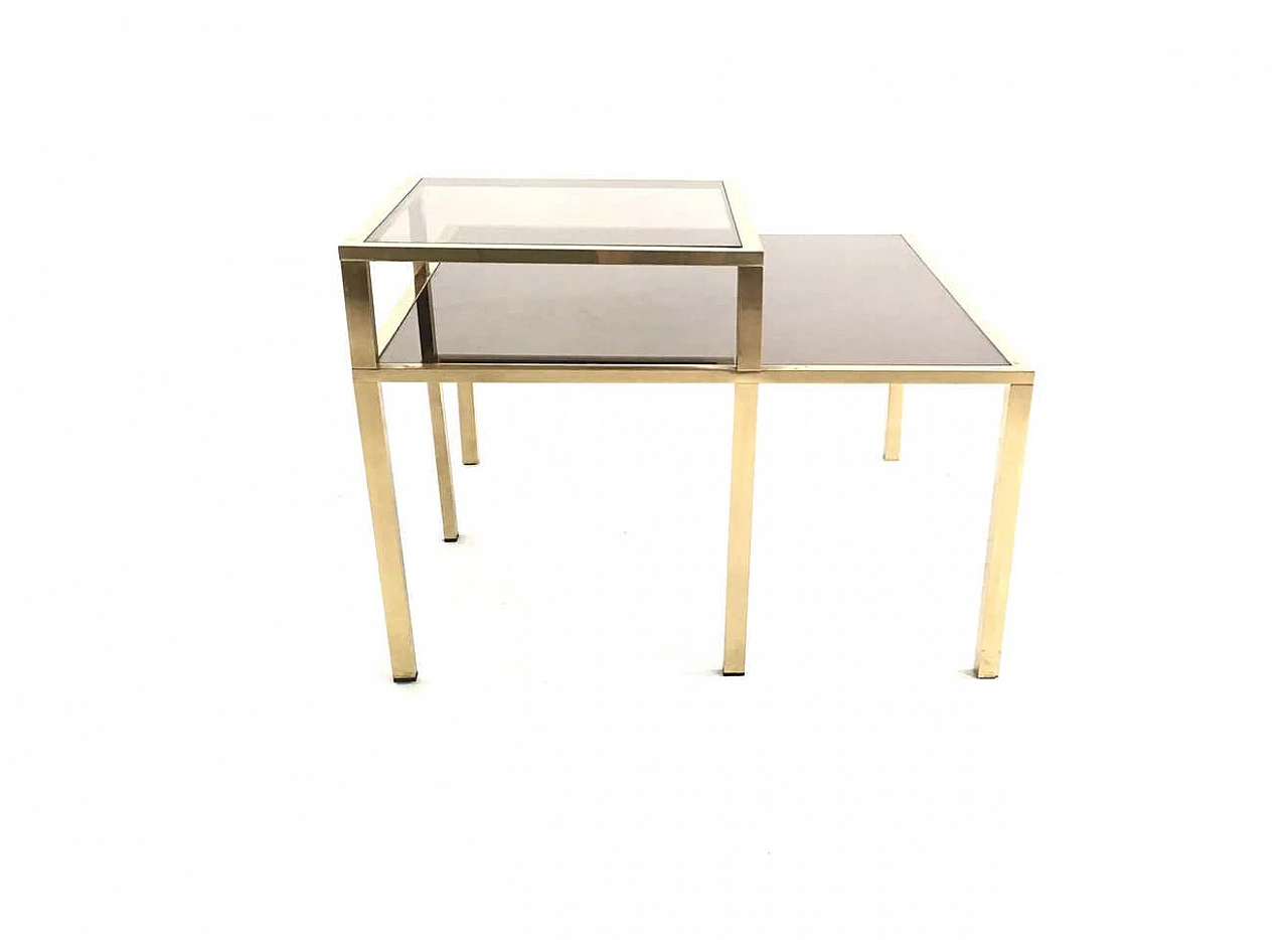 Brass square coffee table with glass top and mirror top, 1980s 4