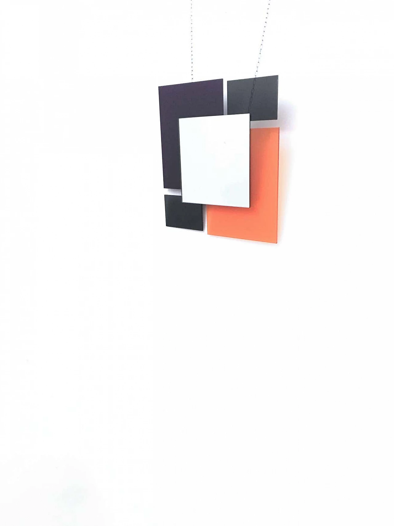 Pair of square glass mirrors in the style of Sottsass, 1980s 2