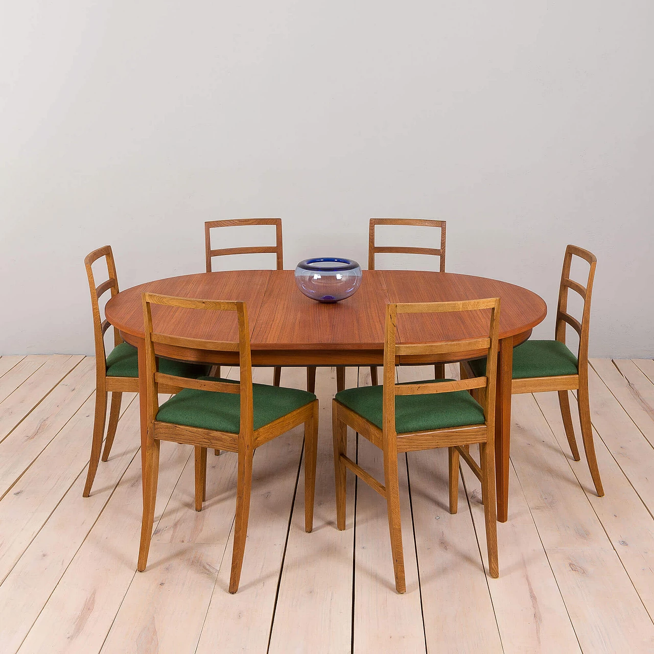 6 Solid oak ladder-back chairs by Fritz Hansen, 1950s 1
